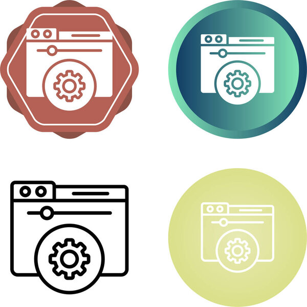 vector set of web pages with gears on white background, vector illustration     