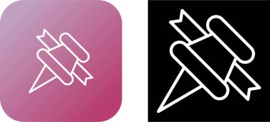 Kurdele simgeleriyle Pushpin, vektör illüstrasyonu