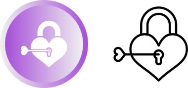 kalp kilidi anahtar simgesi, aşk konsepti, vektör illüstrasyonu 