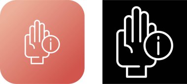 Beyaz arkaplanda insan eli ve uyarı simgeleri, vektör illüzyonu 