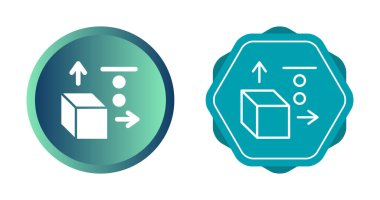 Koordinat Eksenli Küp, Doğrusal Simge Basit Vektör Resimleri 