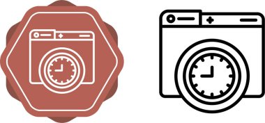 Beyaz arkaplanda saat simgeleri olan bilgisayar web sayfaları, vektör yanılsaması  