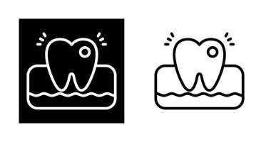 Caries diş ağ ikonu vektör illüstrasyonuna zarar verir