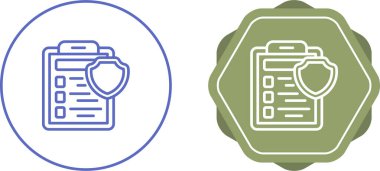 Sigorta poliçesi belgesi kavramında güvenlik kalkanı, Vektör Satırı Simgesi.