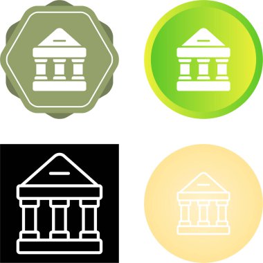Banka binası simgeleri ayarlandı, vektör illüstrasyonu