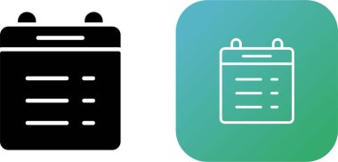 Satır takvimi simgesi beyaz arkaplanda izole edildi. Olay hatırlatma sembolü. Simgeleri renklendirin. Vektör