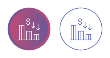 İstatistikler Dolar Vektör Simgesi. Düşen Dolar Para Grafiği