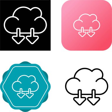 Bulut indirme. Doğrusal ağ simgeleri kümesi 