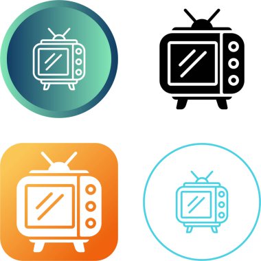 çizgi televizyon simgeleri beyaz arkaplanda izole edildi