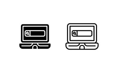 Ekran ve Arama Çubuğu Simgeleri ayarlandı, Vektör Logo Çizim Tasarımı