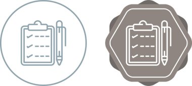 Kalem simgelerine sahip kontrol listesi, vektör illüstrasyonu 