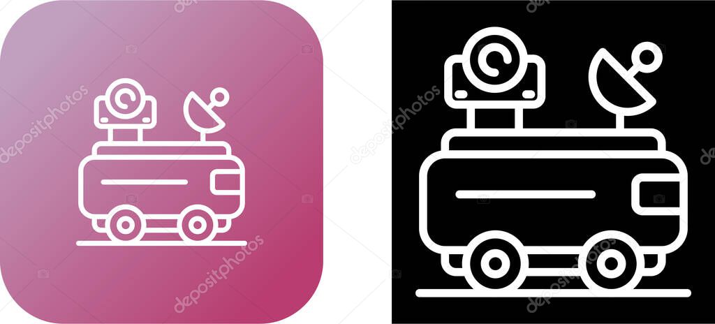 Van an antenna outline vector icon. Thin line black van an antenna icon, flat vector simple element illustration from editable mechanicians concept isolated stroke on white background