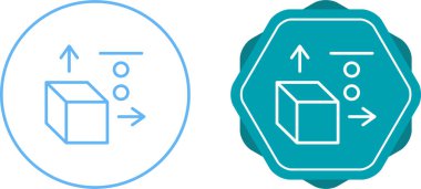 Koordinat Eksenli Küp, Doğrusal Simge Basit Vektör Resimleri 
