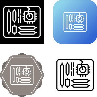 Beyaz arkaplanda bilgisayar ana kart simgeleri kümesi, vektör illüstrasyonu   