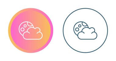 Dolunay ve bulut simgeleri ayarlandı, vektör illüstrasyonu