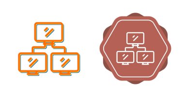 Üç bağlı monitör simgesine sahip bilgisayar ağı sistemi.