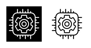 beyaz arkaplanda izole edilmiş bilgisayar çipi simgesi, vektör illüstrasyonu 