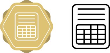 Hesap tablosu simgeleri ayarlandı, vektör illüstrasyonu