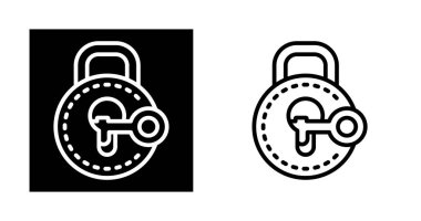 Asma kilit ikonu, güvenlik simgesi. Anahtar simgesi ile kilitlenmiş kilit.