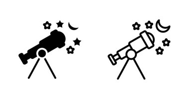 teleskoplar ve yıldız simgeleri, vektör illüstrasyonu  