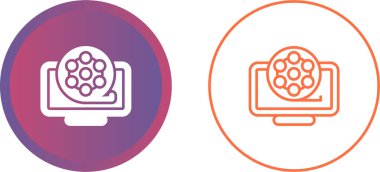 Bilgisayar monitörleri ve film makaraları beyaz arkaplan, vektör illüstrasyonunda simgeler   