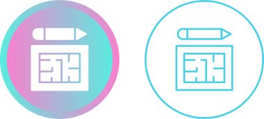 Şablon Simgesi, Ayrıntılı mimari veya mühendislik tasarım belgesi, teknik özellikler ve inşaat ve geliştirme planları.