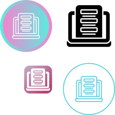 dizüstü bilgisayar web simgesi vektör illüstrasyonundaki belge