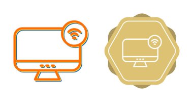 ekran simgelerinde wifi sembolü olan bilgisayar bilgisayarı pc, vektör illüstrasyonu