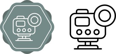 Beyaz arkaplanda eylem kamerası simgeleri kümesi, vektör illüstrasyonu             