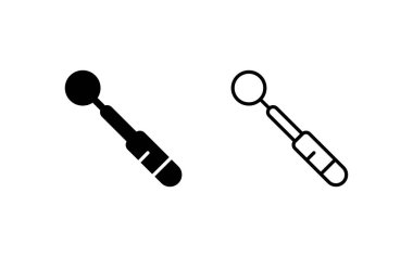 Diş aynası simgeleri ayarlandı, vektör illüstrasyonu