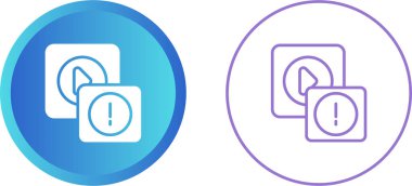 Beyaz arkaplan, vektör illüstrasyonunda uyarı ve çalma simgeleri       