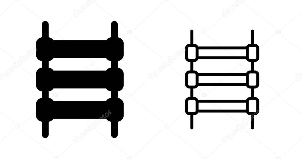 Set of track rails icons isolated on white background, vector illustration