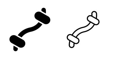 Köpek ipi oyuncak ikonu. Çiğneme, çekme ve etkileşimli oyun için kullanılan uzun düğümlü ip vektör çizimi. Hayvan eğitimi ve sağlıklı aktiviteler için zenginleştirme aracı