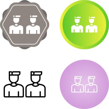 İki polis memurunu gösteren dört simge