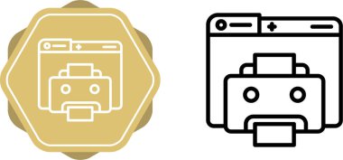 beyaz arkaplanda yazıcı simgeleri olan bilgisayar web sayfaları, vektör illüzyonu  