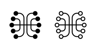C renk dairesel arkaplan içinde çizilmiş mikroçip simgeleri