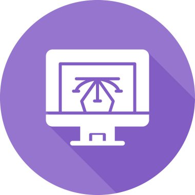 Bilgisayar ekranında vektör tasarımı simgesi, vektör illüstrasyonu