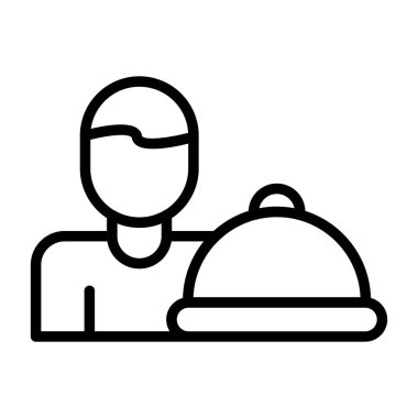 Yemek ikonu, yemek servisi tasarımı, vektör illüstrasyonu