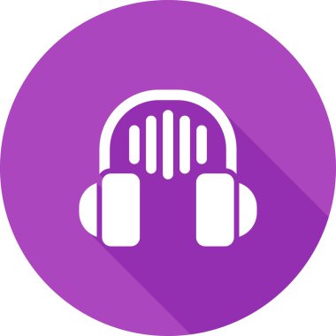 Kulaklıklı müzik simgesi, vektör illüstrasyonu 