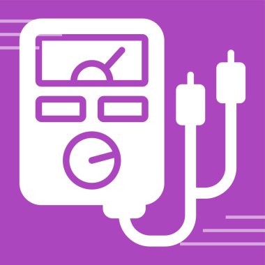 Analog çoklu metre çizgi simgesi, test edici, ölçüm aracı beyaz arkaplanda izole edilmiş basit bir şekilde. Akım, direnç, voltaj ölçümü. Beyaz üzerine izole edilmiş basit biçimdeki vektör işareti