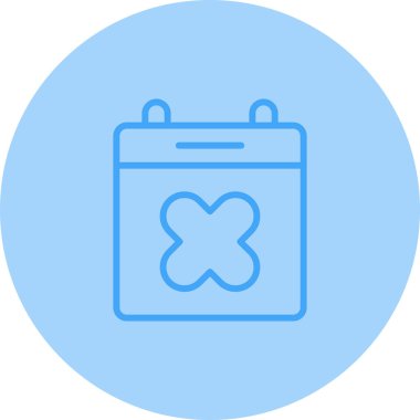  Takvim ve X işareti. Web simgesi vektör illüstrasyonu