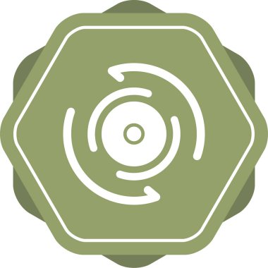 Dairesel desenli yeşil altıgen rozet