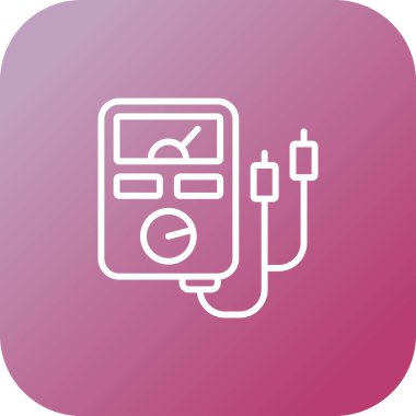 Analog çoklu metre çizgi simgesi, test edici, ölçüm aracı beyaz arkaplanda izole edilmiş basit bir şekilde. Akım, direnç, voltaj ölçümü. Beyaz üzerine izole edilmiş basit biçimdeki vektör işareti