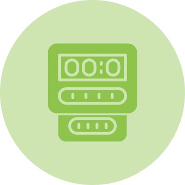 Elektrik sayacı, elektrik sayacı, elektrik sayacı, elektrik sayacı. Elektrik, su ve gaz tüketimini ölçmek için tezgah kutusu. Enerji kontrolü ve ekonomisi için bir makine. Vektör.