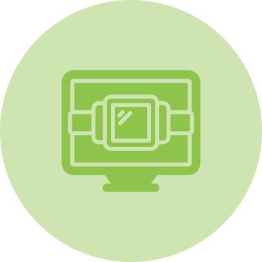 Masaüstü bilgisayar simgesi, vektör illüstrasyonu basit tasarım