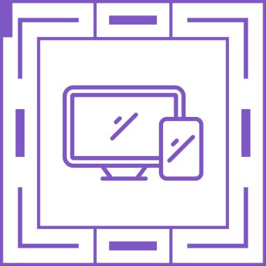 Masaüstü bilgisayar simgesi, vektör illüstrasyonu basit tasarım