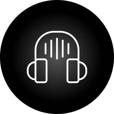 Kulaklıklı müzik simgesi, vektör illüstrasyonu 