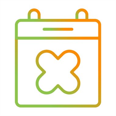  Takvim ve X işareti. Web simgesi vektör illüstrasyonu