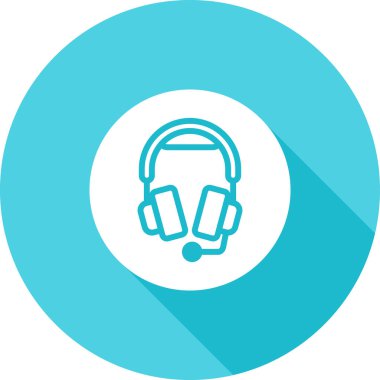 Mikrofon web simgesi, vektör illüstrasyonlu kulaklıklar