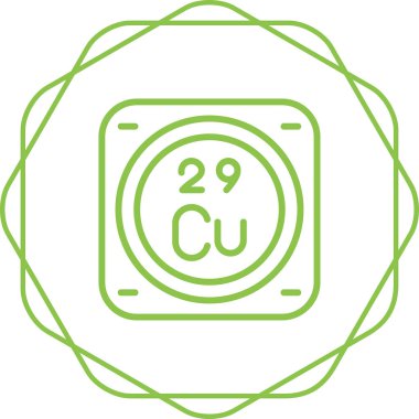 Periyodik tablonun bakır kimyasal elementinin web çizimi